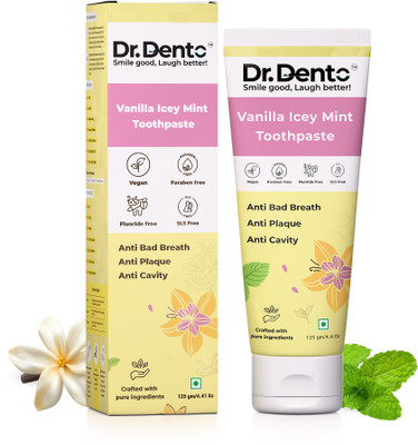 Dr.Dento Vanilla Icey Mint for Teeth Whitening with N-Hap for Teeth Remineralization Toothpaste(125 g)