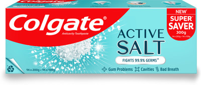 Colgate Active Salt Toothpaste with Salt and Mint, Daily Germ Protection (Combo Pack) Toothpaste(300 g)