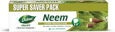 Dabur HERBAL NEEM GERM PROTECTION TOTAL CARE TOOTHPASTE NO PARABENS NO FLUORIDE Toothpaste(299 g)