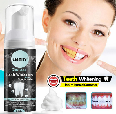 GLAMITY Teeth Whitening Foam To Removes Bad Breath Fights Germs For Men & Women Toothpaste(50 g)