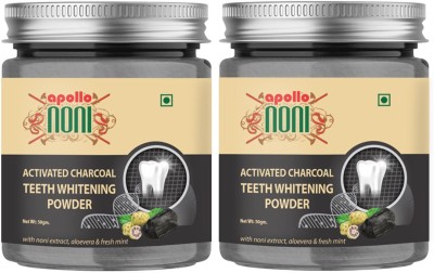 Apollo Noni Charcoal Tooth Whitening Powder Ayurvedic Dant manjan Remove Stains(100 g, Pack of 2)