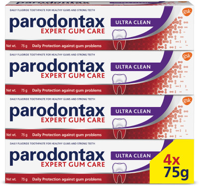 Parodontax Ultra Clean 75g Toothpaste,4X more effective at plaque removal, Daily protection Toothpaste(300 g, Pack of 4)
