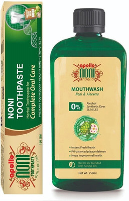 Apollo Noni Noni Toothpaste for Teeth Whitening 150g & Mouthwash For Teeth Cleaning 250ml Toothpaste(400 g, Pack of 2)