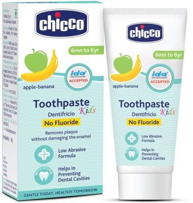 Chicco AppleBanana Flavour , 6M to 6Y Baby, Preservative Free Toothpaste(50 g)