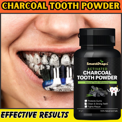 smartdrops Natural Charcoal Teeth Whitening Powder for Enamel Safe for Men & Women(80 g)