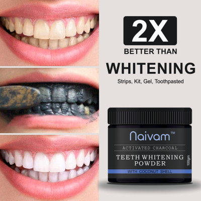 Naivam Instant Charcoal Teeth Whitening Powder - 100gm(100 g)
