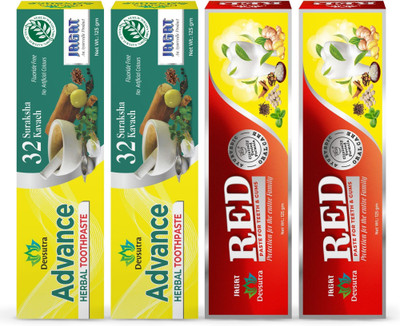 Jagat Devsutra Advanced & Red Toothpaste Combo for Teeth Whitening, No Fluoride Toothpaste(500 g, Pack of 4)