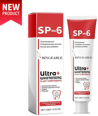 Bingeable SP6 Ultra White Toothpaste Teeth Whitening & Fresh Breath, 30g Toothpaste(30 g)