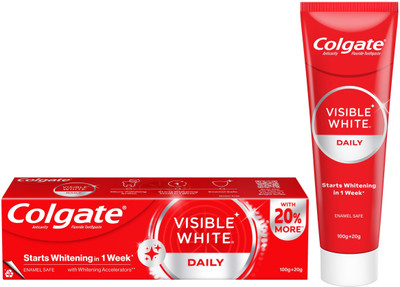 Colgate Visible White Toothpaste, Teeth Whitening Starts in 1 week (100g + 20g) Toothpaste(120 g)