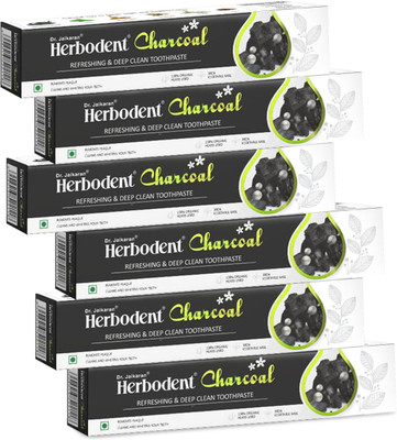 Dr. Jaikaran Herbodent Charcoal Toothpaste with Activated Bamboo and Orgaincs Herbs Toothpaste(600 g, Pack of 6)