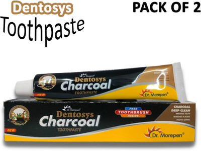 Dentosys Charcoal Toothpaste Deep Clean Whitening Teeth and Remove Plaque Toothpaste(200 g, Pack of 2)