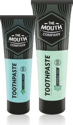 The Mouth Company Classic Mint 50 gm Toothpaste Combo with Herbal Mix 75gm Toothpaste Toothpaste(150 g, Pack of 2)