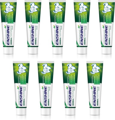 Enshine Herbal Toothpaste | Fluoride-Free for Plaque Removal, Whitening & Fresh Breath Toothpaste(540 g, Pack of 9)