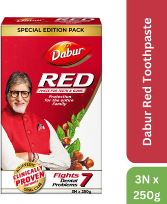 Dabur Red Red Toothpaste-Special Edition Pack - 250gx3, Ayurvedic Paste Toothpaste(750 g)