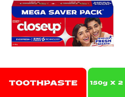Closeup Long lasting 18 Hours Of Fresh Breath & White Teeth Toothpaste(300 g, Pack of 2)