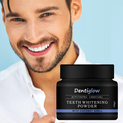 Dentiglow Charcoal Teeth Whitening Powder with Coconut Shell |Keeps Gums Healthy & Strong|(100 g)