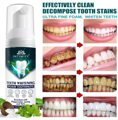 INTIMIFY Teeth Whitening Foam, Deeply Clean Gums Stain Removal Toothpaste, Fights Germs Toothpaste(60 ml)