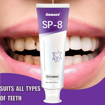Sonavi SP 8 Teeth Whitening For Fresh Breath and Remove Stains | Whitening Toothpaste(60 ml)