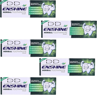 DOOMSDAY ENSHINE HERBAL WHITENING TOOTHPASTE FOR GIVE WHITE&STRONG TEETH PACK OF-100g x 5 Toothpaste(500 g, Pack of 5)