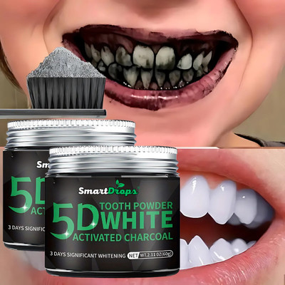 smartdrops Charcoal Teeth Whitening For Fresh Breath and Remove Stains | Toothpaste(60 g, Pack of 2)