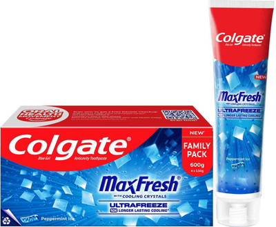 Colgate MaxFresh Toothpaste, Blue Gel Paste with Menthol - Peppermint Ice (Combo Pack) Toothpaste(600 g, Pack of 4)