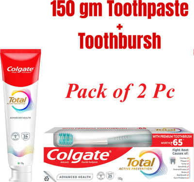 Colgate Total Advanced Health Toothpaste with 12hr Anti-Germ Protection & Toothbrush Toothpaste(150 g, Pack of 2)