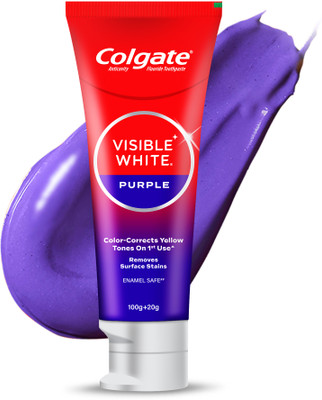 Colgate Visible White Purple Toothpaste, Color-Corrects Yellow Tones on 1st Use^ Toothpaste(120 g)
