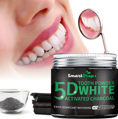smartdrops Teeth Whitening Charcoal Powder Remove Smoke, Tobacco And Gutka Stain(60 g)