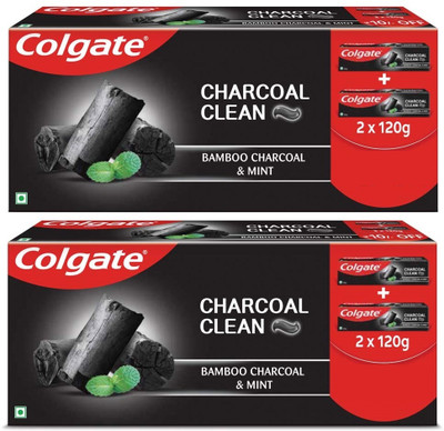 Colgate Charcoal Clean ,Bamboo Charcoal and Mint (Black Gel) Toothpaste(480 g, Pack of 2)