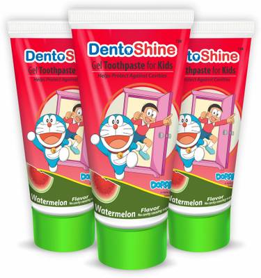 Dentoshine Gel toothpaste for Kids (Doraemon) - Watermelon (Pack of 3) - 80 g each Toothpaste