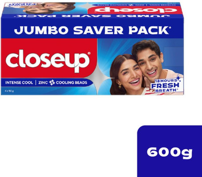 Closeup Intense Cool Zinc Cooling Beads Toothpaste(600 g, Pack of 4)