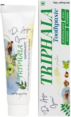 Dr. Aayu Green Triphala Toothpaste with Neem, Tulsi & Herbal Scrub | SLS & Fluoride Free Toothpaste(100 g)