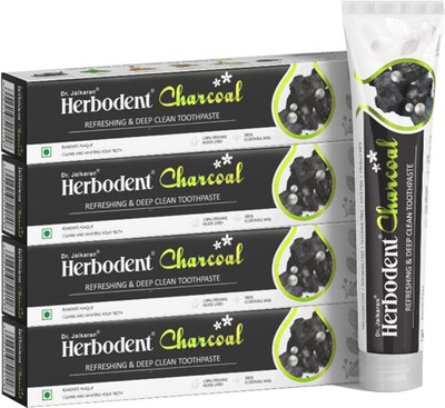 Herbodent Charcoal With Organic Herbs and Bamboo Activated Charcoal Pack of 4 Toothpaste(400 g, Pack of 4)