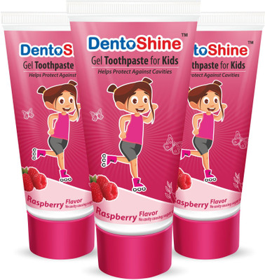 Dentoshine Gel Toothpaste for Kids - Raspberry (Pack of 3) - 80g each Toothpaste(80 g, Pack of 3)