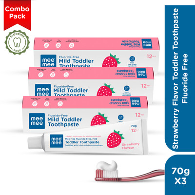 MeeMee Fluoride-Free Strawberry Flavor Toothpaste(210 g, Pack of 3)