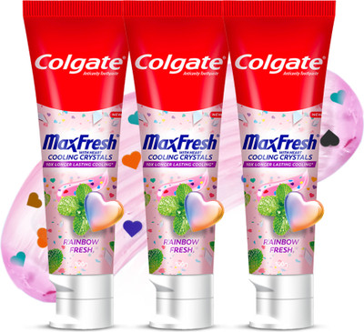 Colgate MaxFresh Rainbow Fresh Tooth paste with Cooling Crystals (100g x 3pcs) Toothpaste(300 g, Pack of 3)