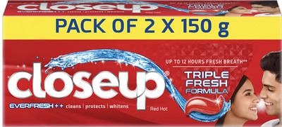 Closeup Long lasting 18 Hours Of Fresh Breath & White Teeth Toothpaste(300 g, Pack of 2)