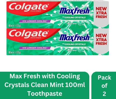 Colgate Max Fresh with Clean Mint Cooling Crystals 10X longer (Pack of 2) 100ml Toothpaste(200 ml)