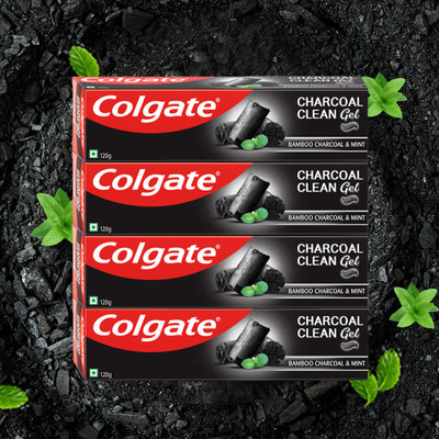 Colgate Charcoal Clean Black Gel Toothpaste, Deep Clean, Plaque Removal-(Combo Pack) Toothpaste(480 g, Pack of 4)