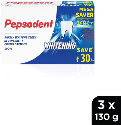 PEPSODENT Whitening Toothpaste with Perlite Technology for Healthy White Teeth, (130g*3) Toothpaste(390 g, Pack of 3)
