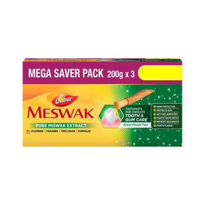 Dabur Meswak Complete Oral & Gum Care | No added Fluoride & Paraben Toothpaste(600 g, Pack of 3)