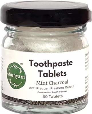 Shunyam Activated Charcoal Toothpaste Tablets Fluoride Free - Teeth Whitening (60 Tabs) Toothpaste(50 g)