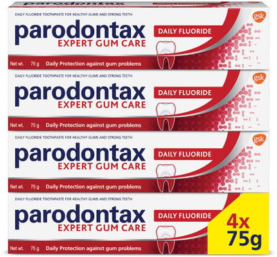 Parodontax Daily Fluoride 75g Toothpaste, 4X more effective at plaque removal Toothpaste(300 g, Pack of 4)