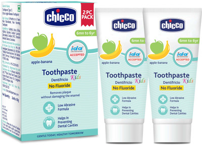 Chicco Toothpaste Apple Banana 6M-6Y NOFL 50G 2P Toothpaste(2 g)