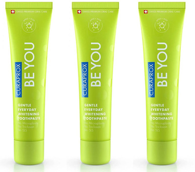 Curaprox Gentle Everyday Whitening Toothpaste (Apple + Aloe) 60ml x Pack of 3 Toothpaste(180 ml, Pack of 3)