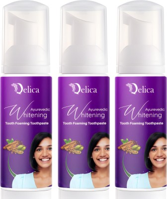 Qelica Teeth Whitening Foam To Removes Bad Breath and Fights Germs Toothpaste(180 ml, Pack of 3)