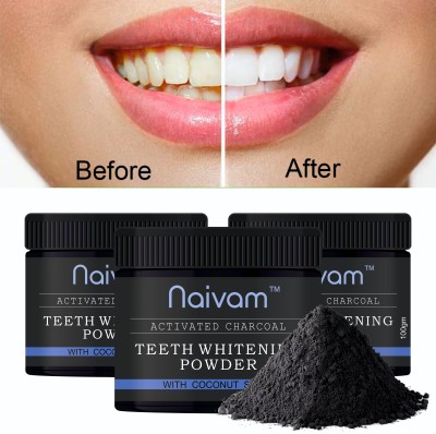 Naivam Teeth Whitening Charcoal Powder - 300gm (Pack of 3 x 100gm)(300 g, Pack of 3)