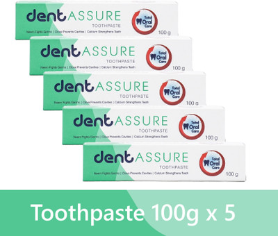 DENTASSURE Unique Formula with Dual Protection of Neem and Clove that Fights Germs Toothpaste(500 g, Pack of 5)