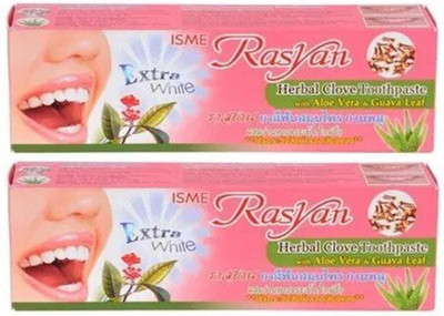 Rasyan EXTRA WHITE HERBAL CLOVE WITH ALOE VERA & GUAVA LEAF TOOTHPASTE 100 GM PACK OF 2 Toothpaste(200 g, Pack of 2)