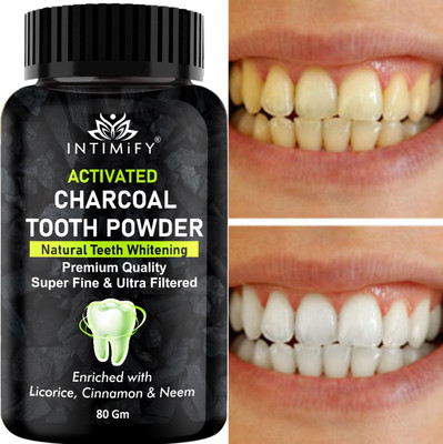 INTIMIFY Natural Activated Charcoal Teeth Whitening Powder For Women & Men Toothpaste(100 g)